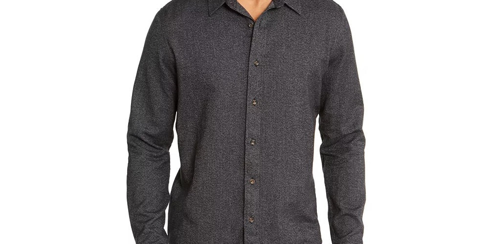American Rag Men's Regular Fit Brushed Twill Button Down Shirt Black Size X-Small