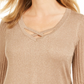 JM Collection Women's Lurex Lattice Neck Blouse Gold Size X-Large