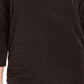 JM Collection Women's Split Sleeve Metallic Threaded Top Black Size Small