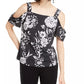 INC International Concepts Women's  Cold-Shoulder Top Black Size Medium