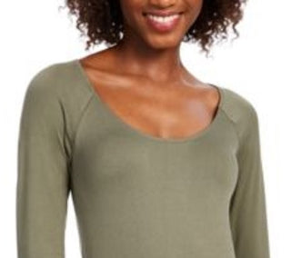 Bar III Women's Scoop Neckline Bodysuit Green Size Small