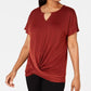 JM Collection Women's Twist Front Top Red Size Petite Small