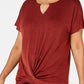 JM Collection Women's Twist Front Top Red Size Petite Small