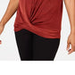 JM Collection Women's Twist Front Top Red Size Petite Small