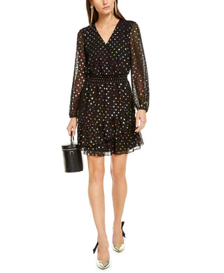 INC International Concepts Women's Rainbow Jacquard Mini Dress Black Size Small