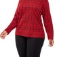 Karen Scott Women's Plus Size Fair Isle Printed Mock-Neck Top Bright Red Size 2X