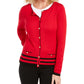 Karen Scott Women's Alexa Stripe Cardigan Red Size Petite Small-Medium