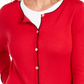 Karen Scott Women's Alexa Stripe Cardigan Red Size Petite Small-Medium