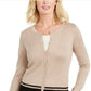 Karen Scott Women's Colorblocked Cardigan Beige Size Small