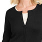 Karen Scott Women's Colorblocked Cardigan Black Size Medium