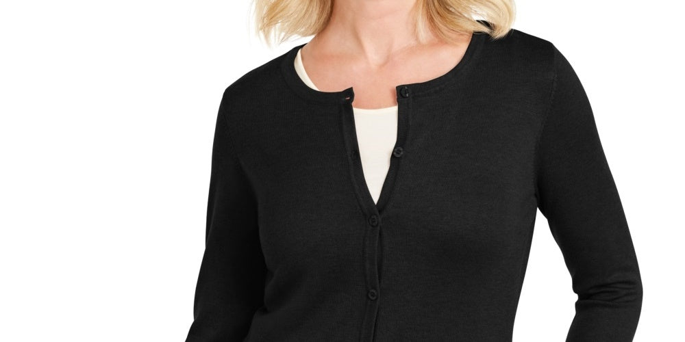 Karen Scott Women's Colorblocked Cardigan Black Size Medium