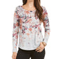 Style & Co Women's Floral-Print Top Purple Size Medium