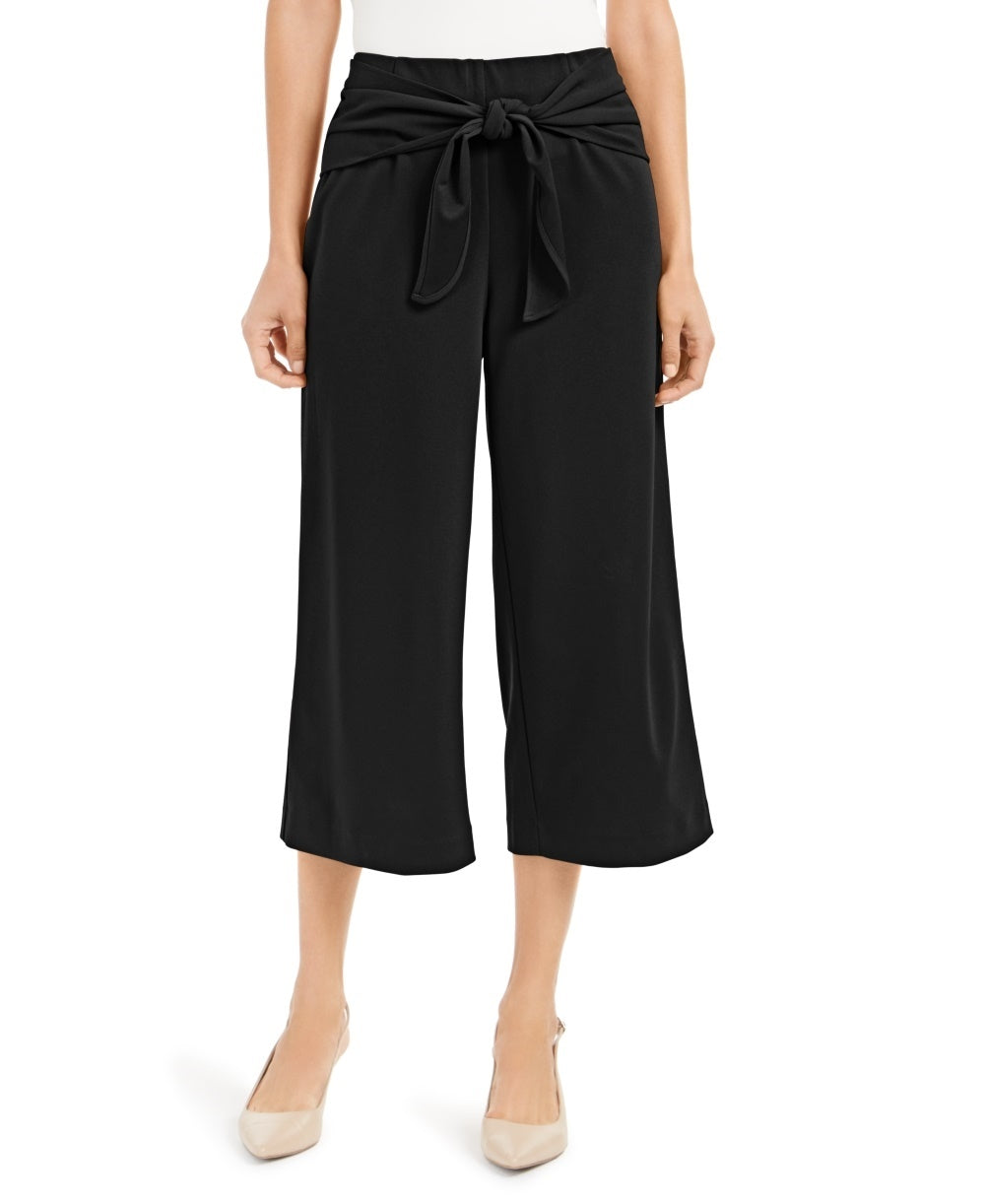 Alfani Women's Tie Front Culotte Pants Black Size 12