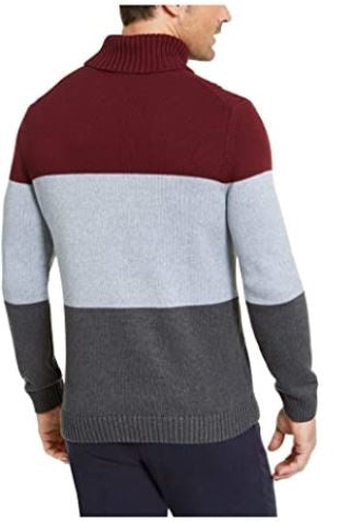 Tasso Elba Men's Block Turtle Neck Classic Fit Cotton Sweater Red Size XX-Large