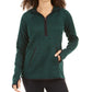 Ideology Women's Marled 1/4 Zip Hooded Sweater Green Size Small