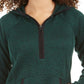 Ideology Women's Marled 1/4 Zip Hooded Sweater Green Size Small