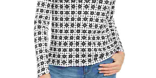 Charter Club Women's Printed Pima Cotton Top White Size Small