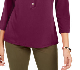 Charter Club Women's Knit Polo Shirt Purple Size X-Small