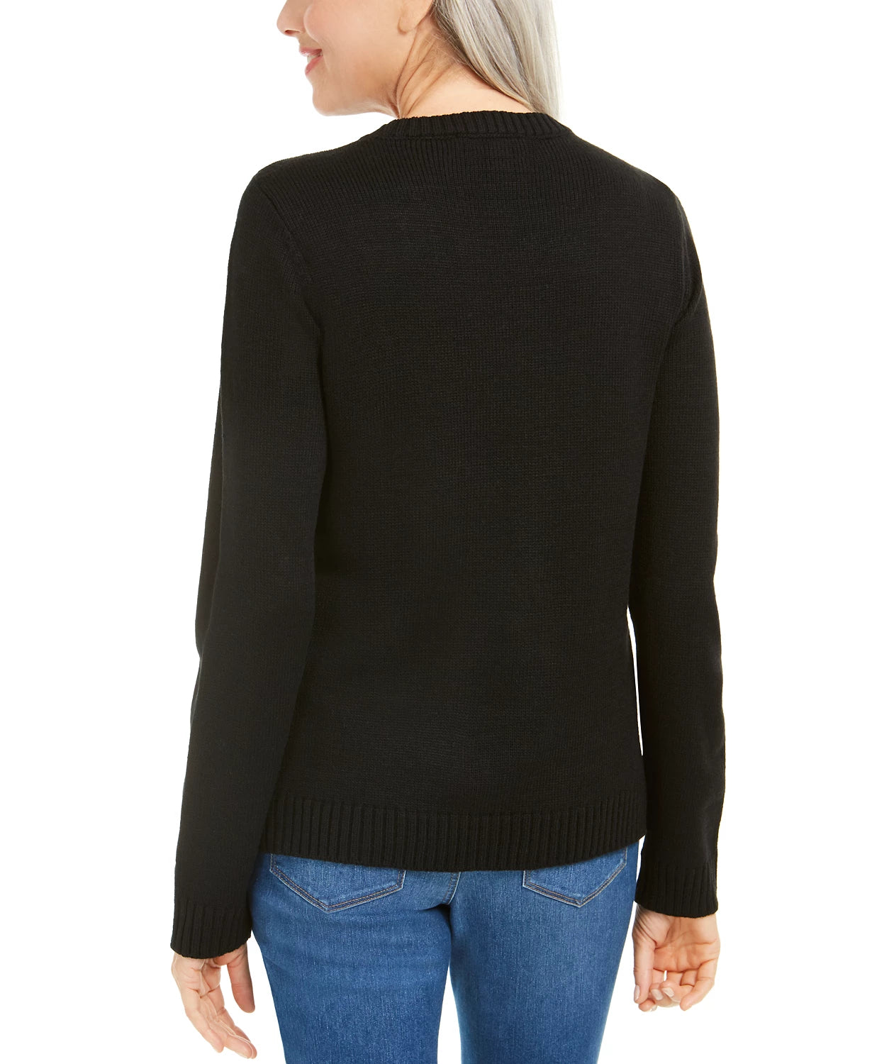 Karen Scott Women's Triple Christmas Tree Sweater Black Size Petite Small