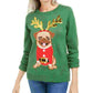 Karen Scott Women's Sequined Pug Holiday Sweater Green Size Medium