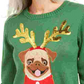 Karen Scott Women's Sequined Pug Holiday Sweater Green Size Medium