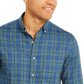 Club Room Men's Plaid Stretch Button Down Navy Size Small