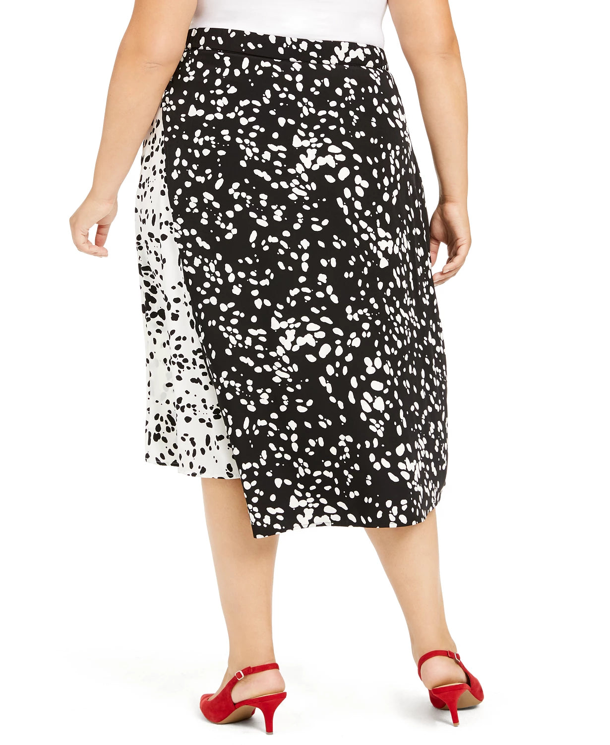 Alfani Women's Plus Size Printed Midi Skirt Black Size 24W