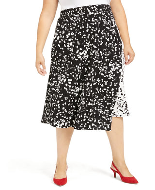 Alfani Women's Printed Midi Skirt Black Size 26W