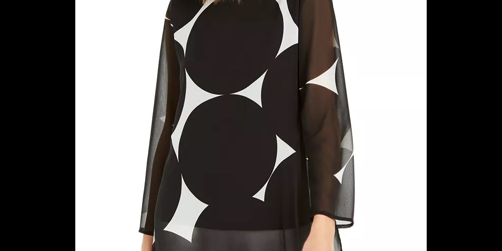 Alfani Women's Printed Sheer Tunic Black Size Small