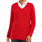 Charter Club Women's V Neck Pullover Knit Sweater Red Size Medium