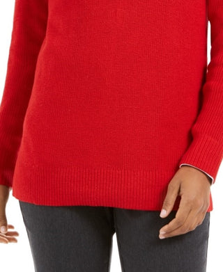 Charter Club Women's V Neck Pullover Knit Sweater Red Size Medium