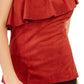 INC International Concepts Women's Faux Suede One Shoulder Ruffled Top Red Size X-Large