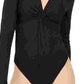 Bar III Women's Ribbed Twist Front Bodysuit Black Size Large