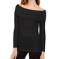 INC International Concepts Women's Off-The-Shoulder Ribbed Sweater Black Size Large