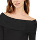 INC International Concepts Women's Off-The-Shoulder Ribbed Sweater Black Size Large