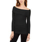 INC International Concepts Women's Off The Shoulder Ribbed Sweater Black Size XX-Large