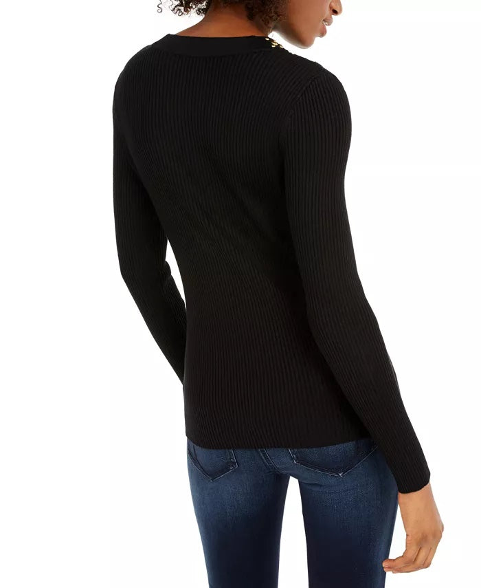 INC International Concepts Women's Studded Sweater Black Size Medium