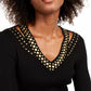 INC International Concepts Women's Studded Sweater Black Size Medium