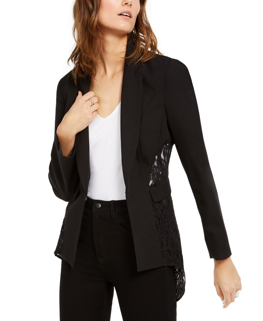 INC International Concepts Women's Lace Peplum Blazer Black Size Small