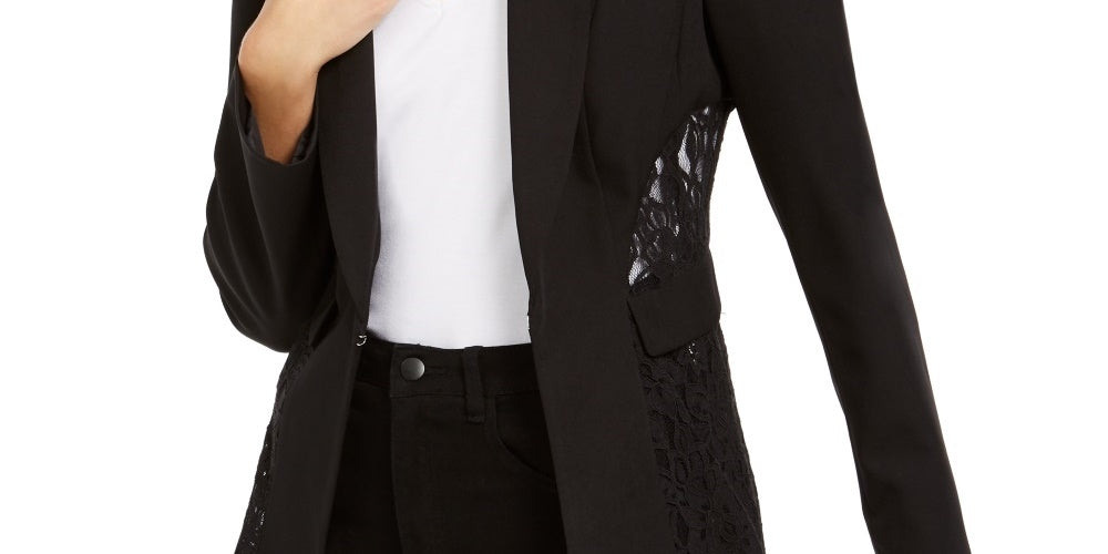 INC International Concepts Women's Lace Peplum Blazer Black Size Small
