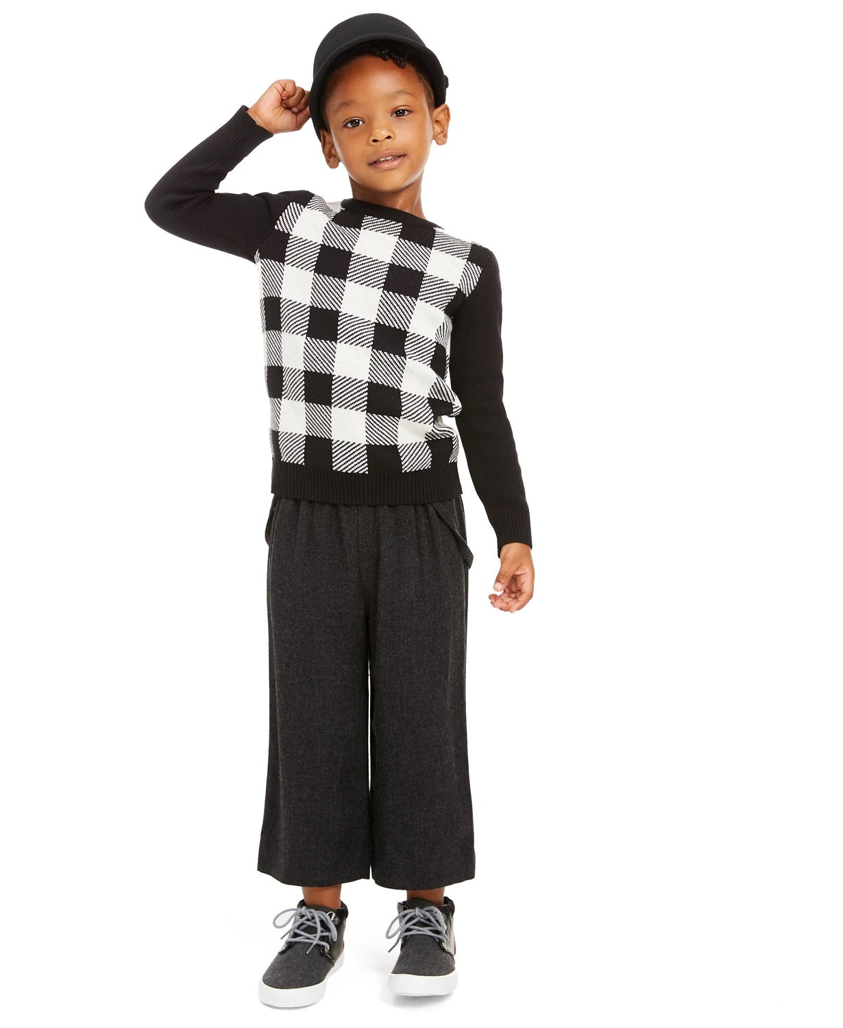 Charter Club Little Boys Buffalo Check Family Sweater  White Size 4T