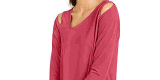Alfani Women's Cold Shoulder Asymmetrical Top Red Size Medium