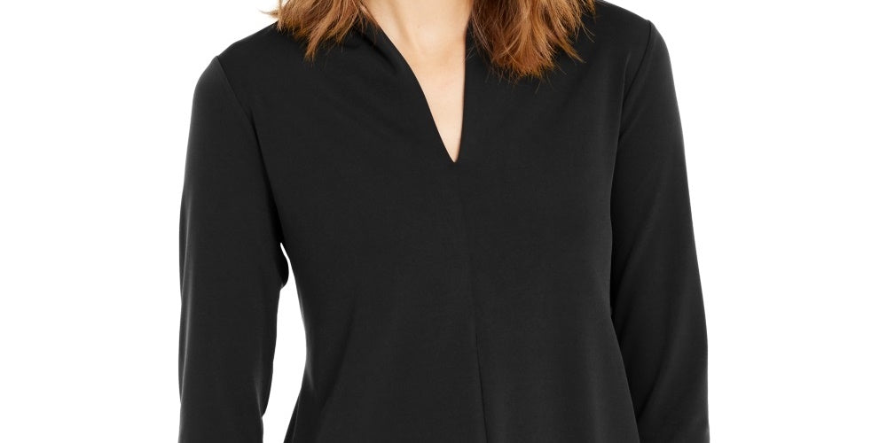 Alfani Women's Solid High Neck Tunic Top Black Size X-Small