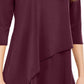 Alfani Women's Asymmetrical Hem 3/4 Sleeve Top  Wine Size Large