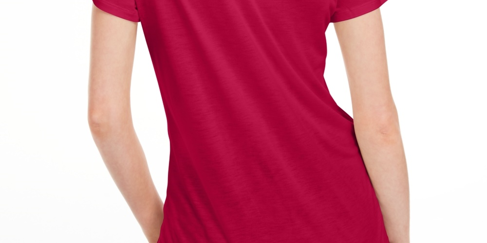 Maison Jules Women's Tie-Back Solid T-Shirt  Dark Red Size Large