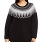 Style & Co Women's Plus Size Fair Isle Sweater  Black Size 0X