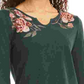 Style & Co Women's Petite Embroidered Cotton Thermal Top  Green PP