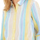 Charter Club Women's Beach Stripe Linen Blend Shirt White Size Medium