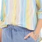 Charter Club Women's Beach Stripe Linen Blend Shirt White Size Medium
