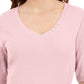 Karen Scott Women's Button-Detail V-Neck Top Pink Size Large